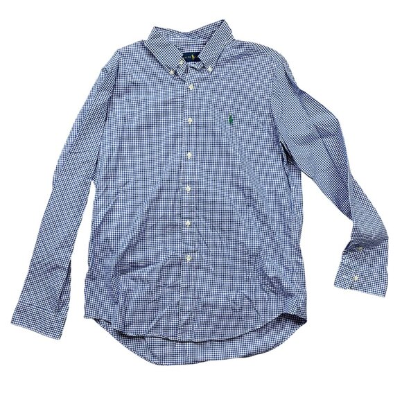 Ralph Lauren Gingham‎ Button Down Shirt Men's Size Large 100% Cotton Blue White - Picture 1 of 8